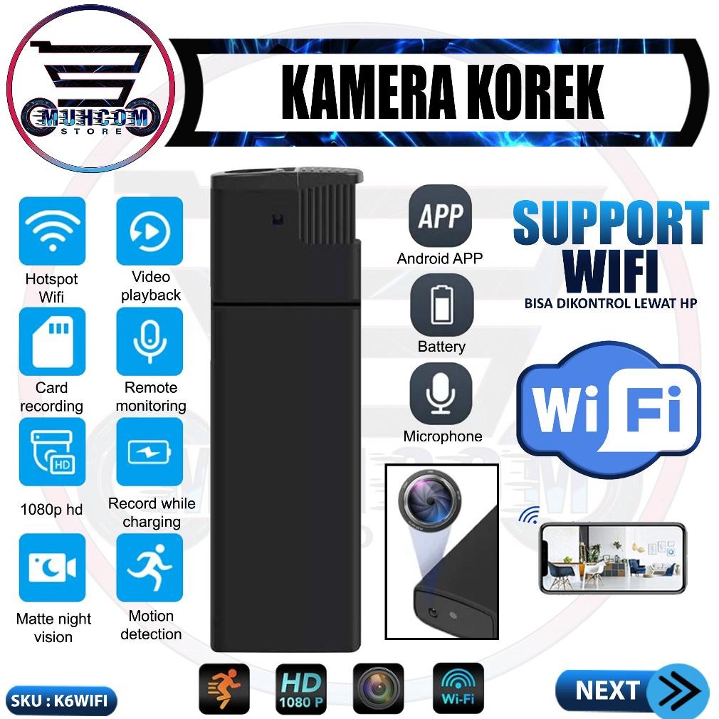 Spycam Camera Mini Wifi K6 V18 Korek Lighter Elektrik Full HD 1080P 4K APP Control Monitoring Hidden
