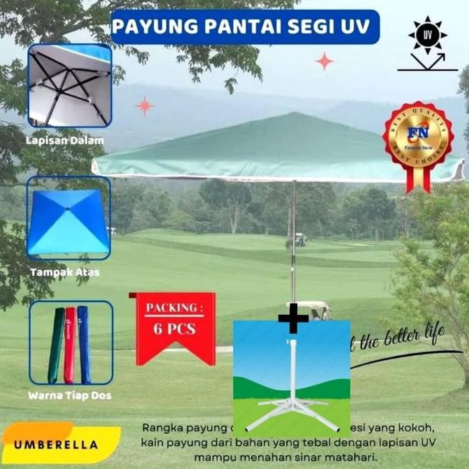 FOURPOD +  SEGI UV 180CM Payung Pantai SEGI POLOS anti UV 180CM/ Payung Cafe / Payung Tenda Payung J
