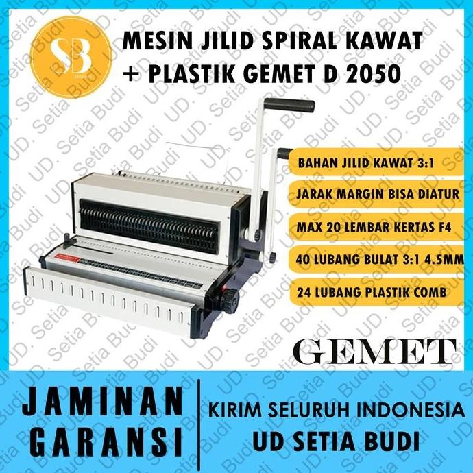 Mesin Jilid Spiral Kawat dan Plastik GEMET D-2050 Asli dan Bergaransi