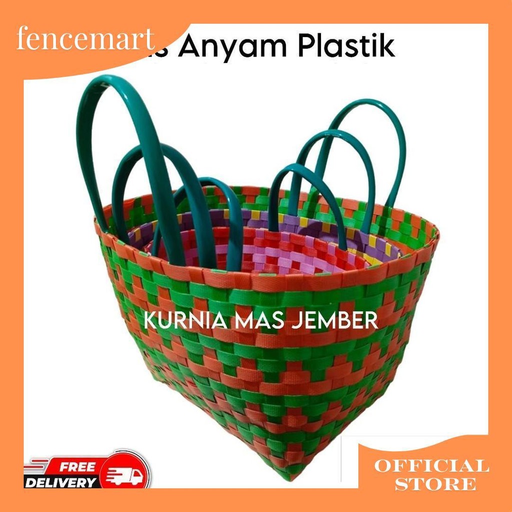 Tas Anyam Besar Tas Belanja Keranjang Pasar Anyam Plastik Kuat Grosir Tas Jali Best Seller