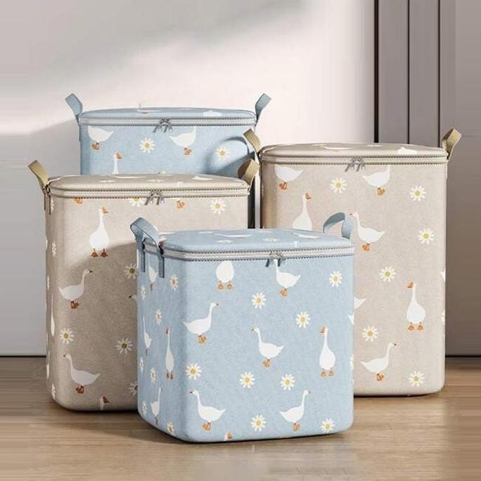 IBUMILLENIAL Storage Box Organizer Container Selimut Keranjang Pakaian Dengan Tutup Resleting Serbag