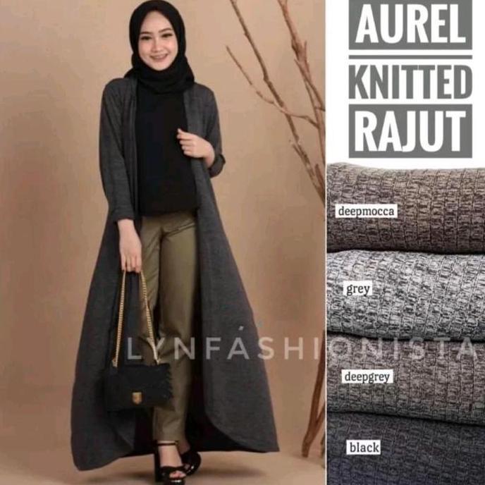 Cardigan Panjang Wanita Fashion Muslimah Kardigan  Rajut/Aurel