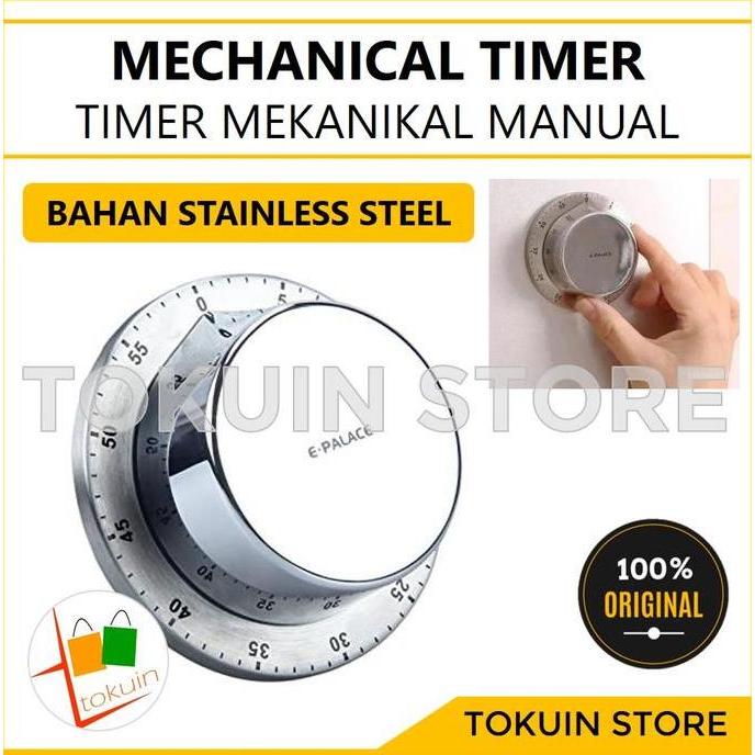 Timer Masak Dapur Manual Mekanik Magnet Kitchen Timer Analog Stainless