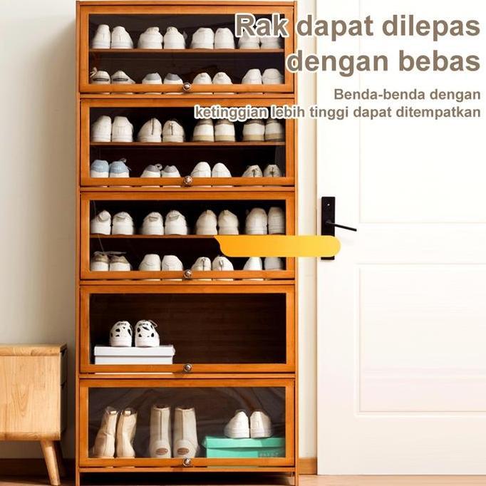 Lemari26 Sepatu 11 Lapis Lemari Sepatu Kayu Minimalis Anti Debu Lemari Susun Sepatu Penyimpanan Mult