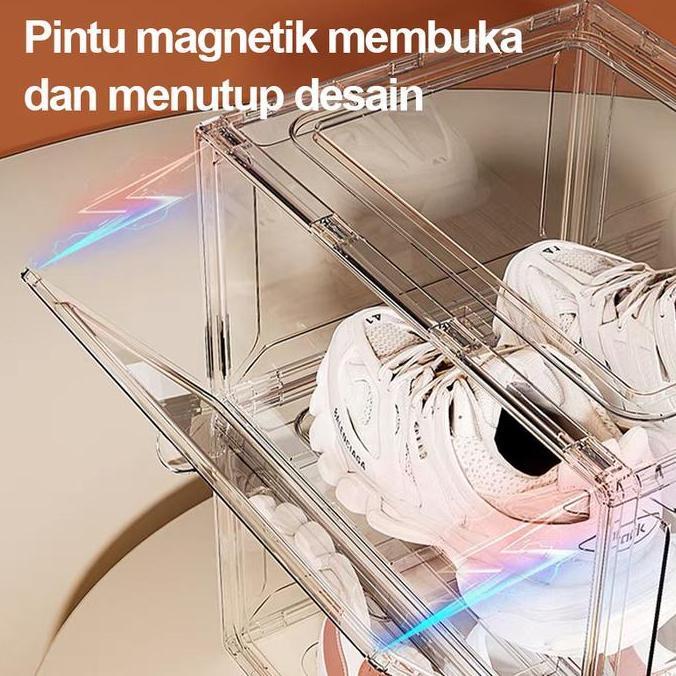 Pak Kotak Sepatu Akrilik Rak Sepatu Magnetik Dapat Ditumpuk Ornamen Mainan pameran Penyimpanan Trans
