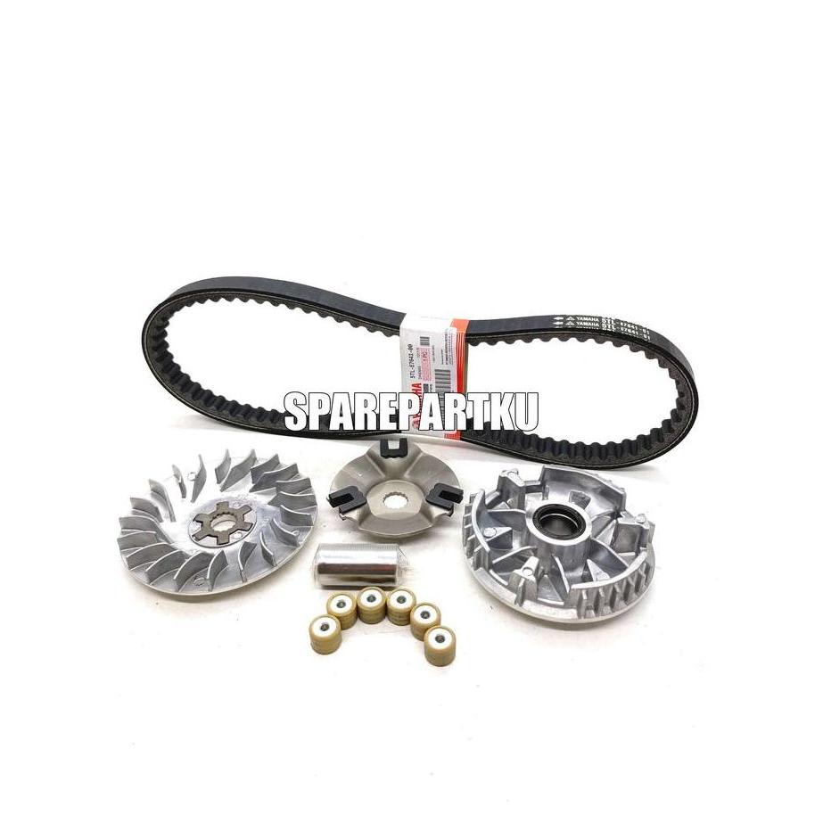 CR - (5TL) PAKET 3 JENIS RUMAH ROLLER ASSY + KIPAS RUMAH ROLLER + VANBELT MIO PORTY/ SMILE/ SOUL, FI