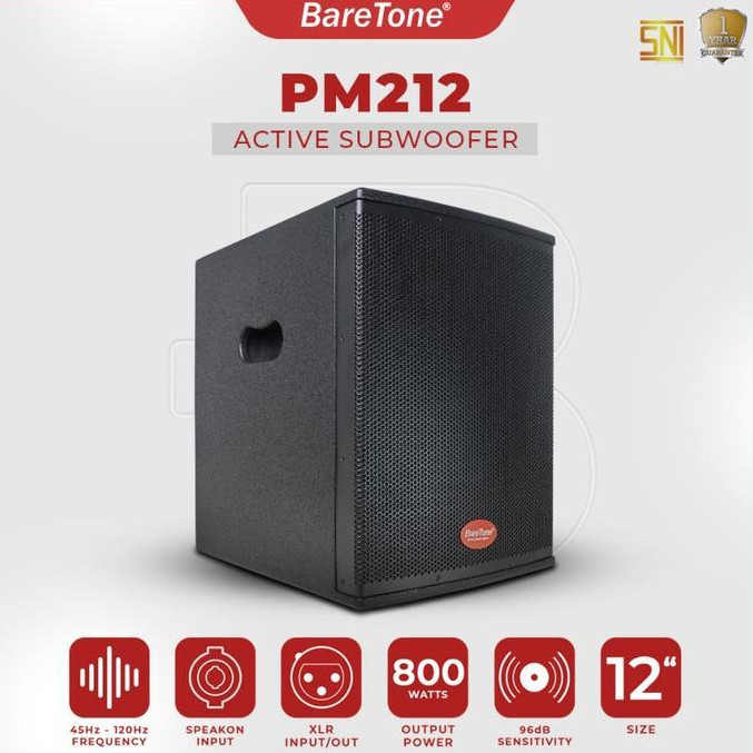 Subwoofer Aktif Baretone 12 Inch PM212 800W/Subwoofer Aktif Bluetooth Baretone 12" PM 212