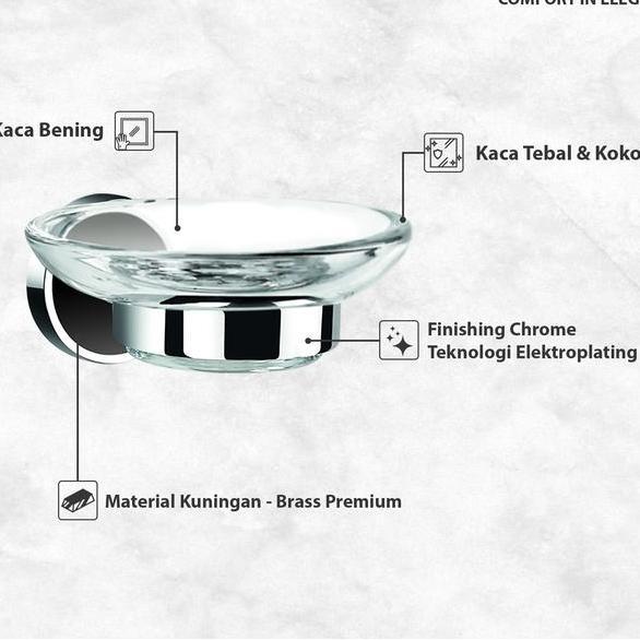 Castelli Tempat Sabun Kamar Mandi Clear Glass Soap Dish 1195621Bl
