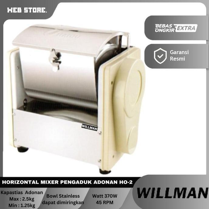 CORVUS Mesin Pengaduk Adonan Mie Pempek Cieng Dimsum Pasta Horizontal Mixer Dough 2.5kg WILLMAN HO-2