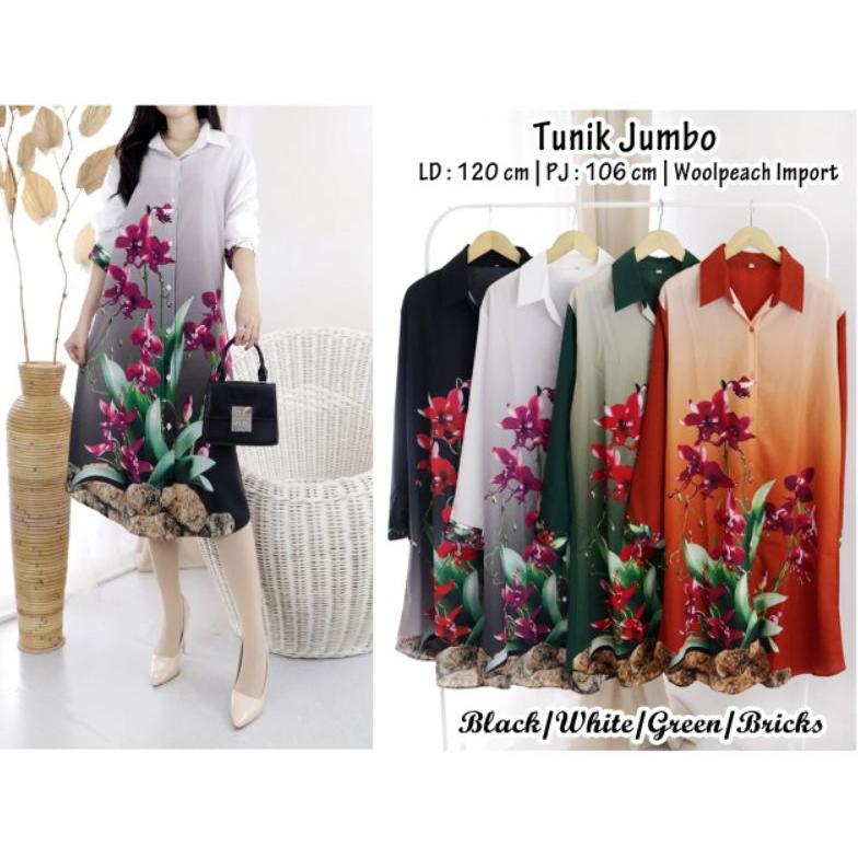 #A23 Tunik Jumbo Bunga Import