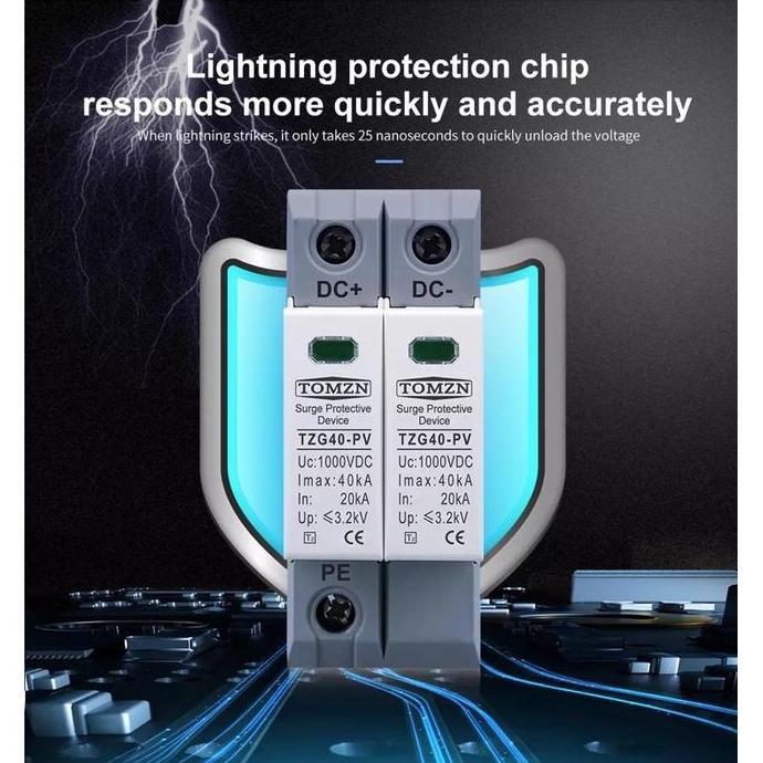 SPD DC 1000V 800V 600V 20KA~40KA Surge Arrester Protector