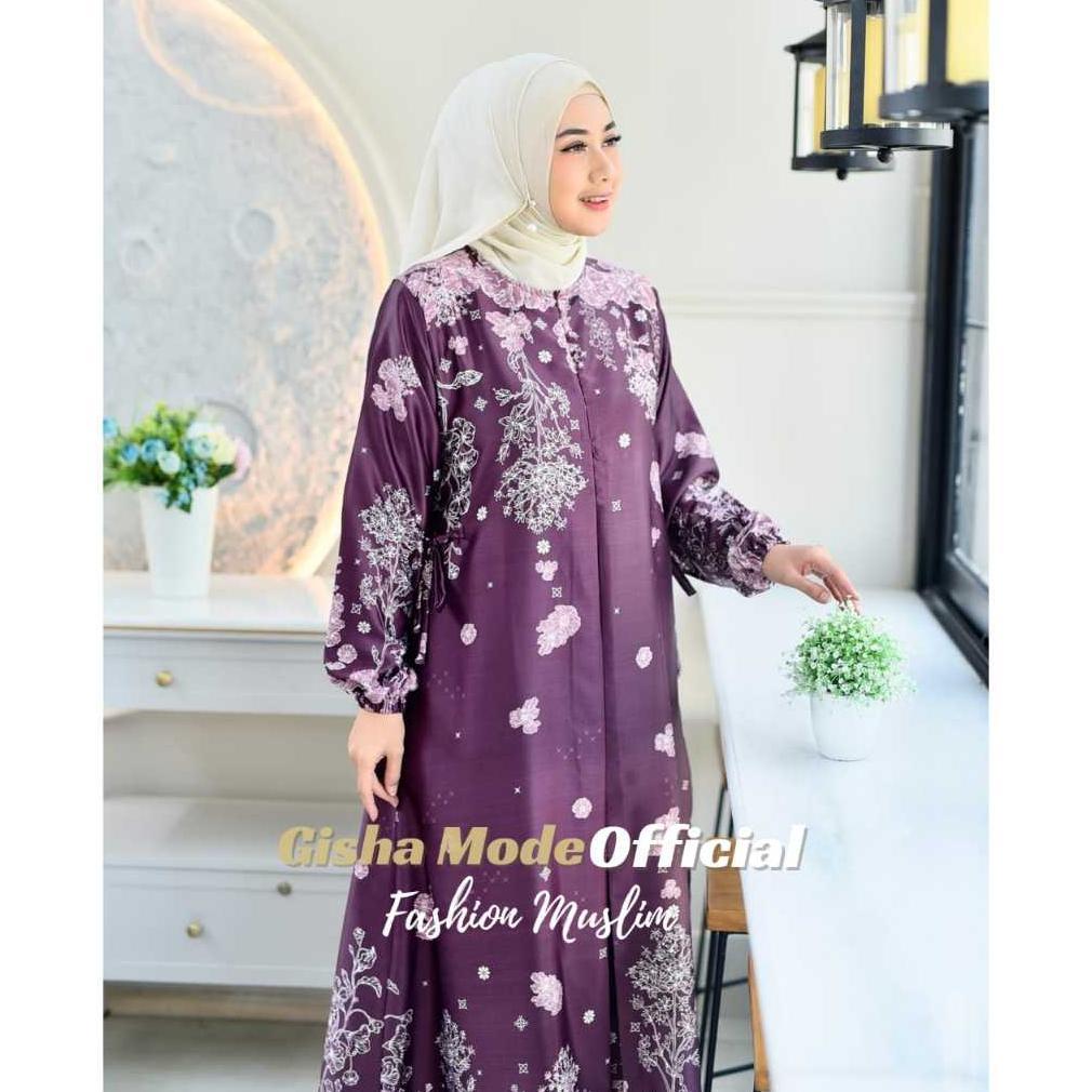 Gamis RINJANI  Silk Premium Wanita Muslim Terbaru Kekinian Model Elegan Dress Busui Jumbo ld 130cm