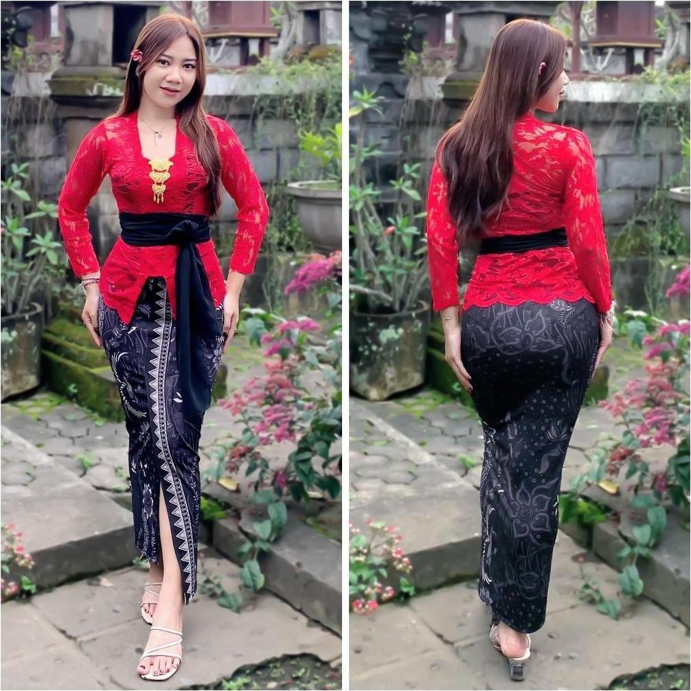 Ready One Set (satu setel) kebaya bali brokat sofia + kamen + selendang/kebaya bali