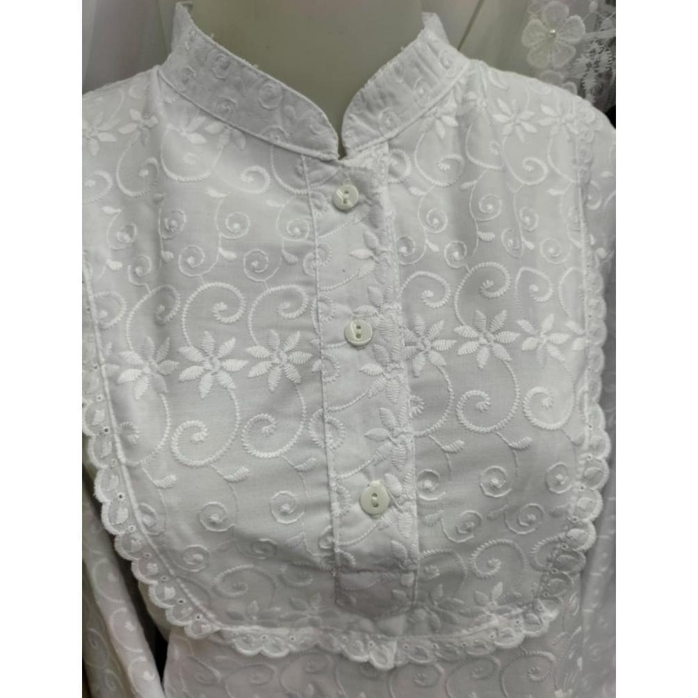 Tunik Putih Katun Bordir Full Bahan Nyaman