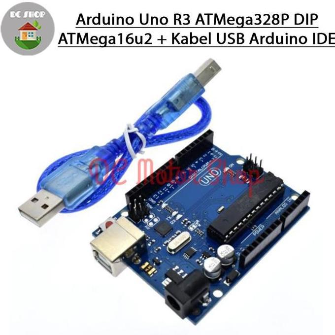 MI-GUSTASTU Arduino Uno R3 ATMega328P DIP ATMega16u2 + Kabel USB Arduino IDE