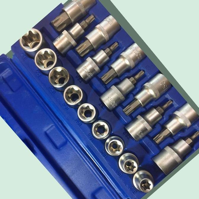 Star bit Socket & Torx bit Socket set 19 pc - Kunci sok bintang set