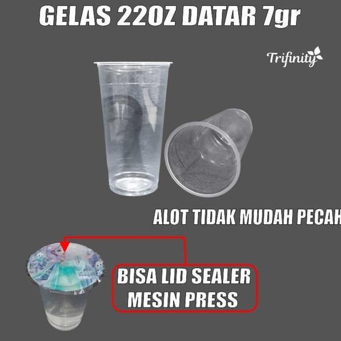 Gelas oz Rata 22oz Datar Cup Plastik Murah Per Dus Jskrm