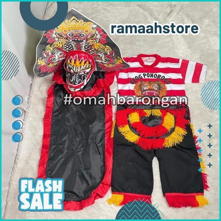 TERMURAH Mainan Anak Stelan Kaos Celana Reog Ponorogo dan Barongan Devil Caplokan Spon Free Embong K