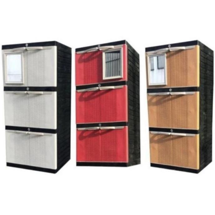 Lemari Plastik New Aquose Mini Susun 3 Kaca