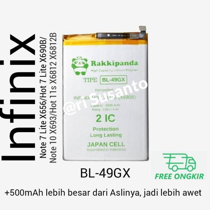 HARGA DISC - Baterai Rakkipanda BL-49GX for Infinix Hot 7 Lite X690B/Note 10 X693