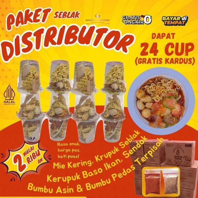 Seblak Cup Instan Isi 24, Paket Distributor Gratis Kardus Seblak Mie Kuah Pedas Atur suka suka murah