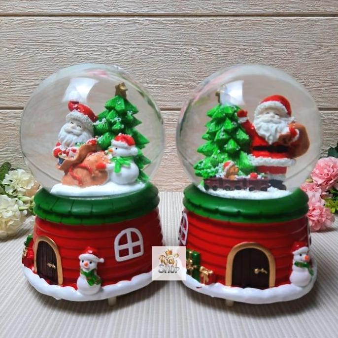Snowball Kotak Musik Bola Salju Snowglobe Natal AS