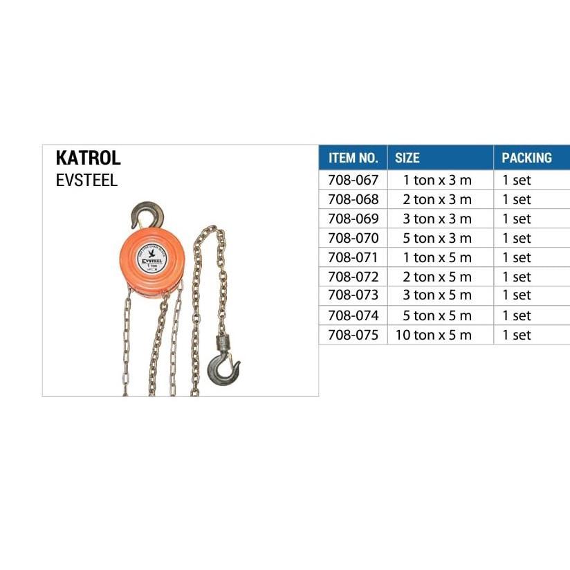 Chain Block 2Ton x 3Meter 708-068 EVSTEEL / Hoist Manual Katrol Takel Kerekan Manual 2 Ton 3 Meter 7