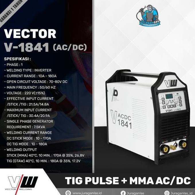 VECTOR V - 1841 | MESIN LAS TIG PULSE + MMA AC/DC