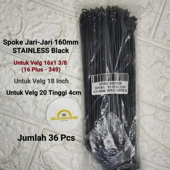Promo Spoke Ruji Jari 160 Stainless Black 160Mm Rims Velg Sepeda 20 Murni Tinggi 4Cm Dan 18 Dan 16 P