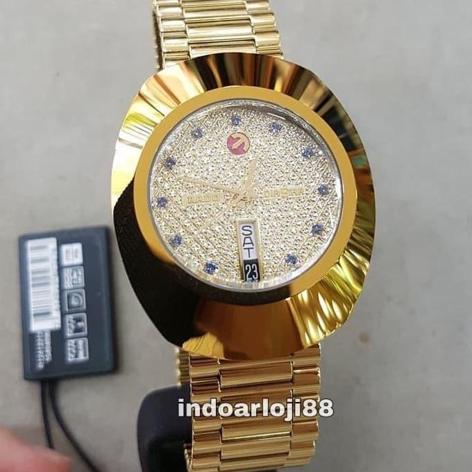 Jam Tangan Pria Rado Diastar R12413313 Automatic Diamonds Gold Stainless Steel Swiss Made Watches