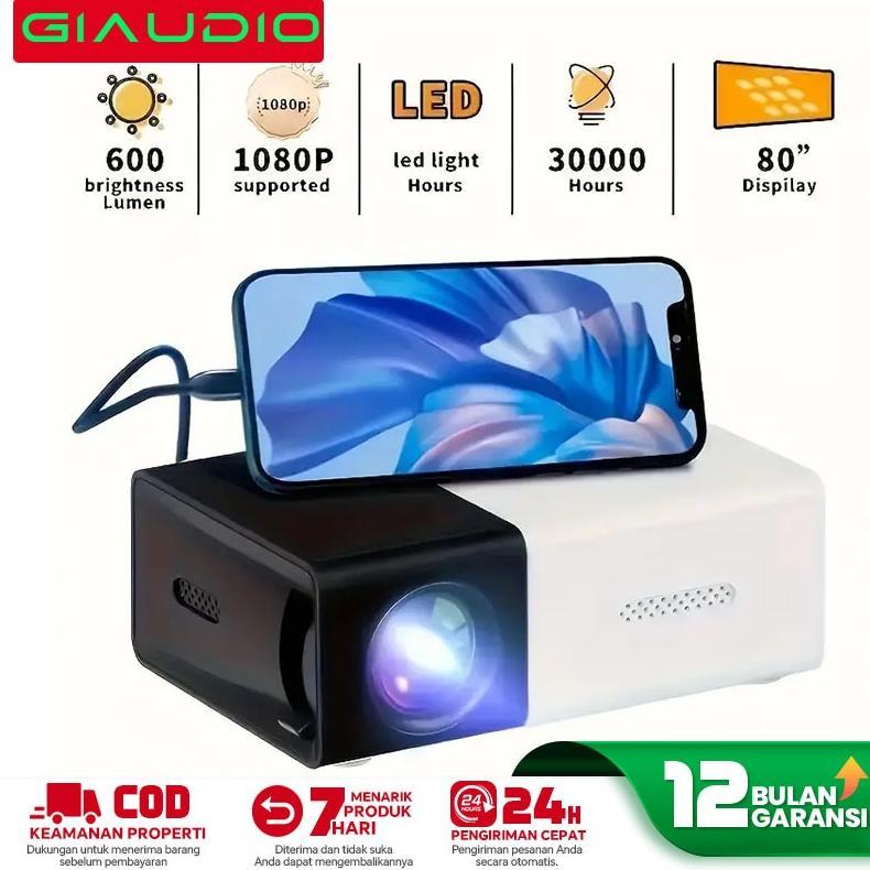 flaminggo shop YG300 Proyektor Mini Portable Hp Android 4K Full HDMI Led Mini Proyektor TV Mini Home