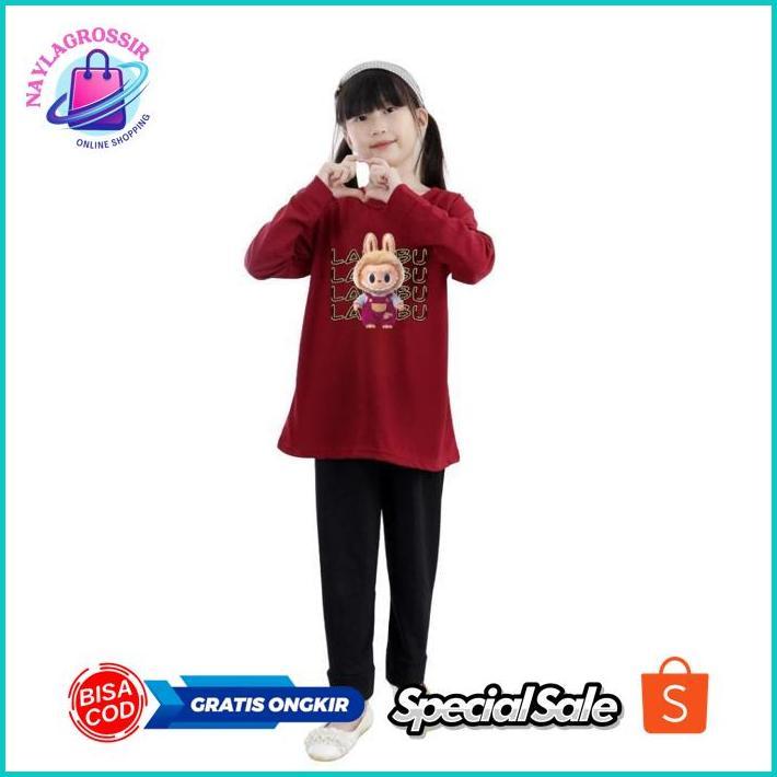 et-98 An85 Setelan tunik anak cewek motif labubu kekinian untuk usia 3-11 tahun Original Sale