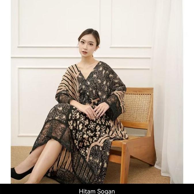 Long Dress Kaftan Wanita Batik Viscose Semi Sutra Aruna Fit Ld 150