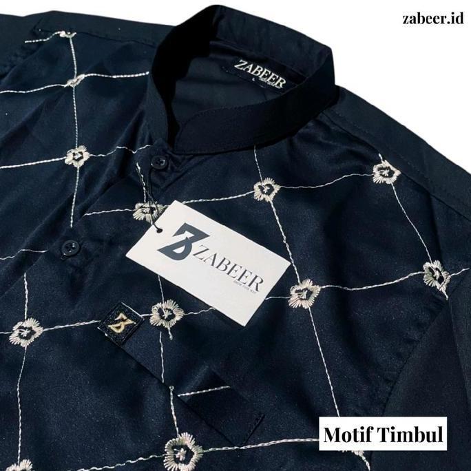 Zabeer Kemeja Koko Pria Kombinasi Hitam - V3
