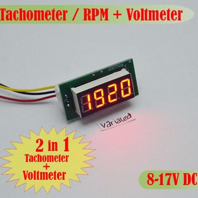 TACHOMETER RPM VOLTMETER 2 IN 1 NON FRAME DIGITAL VOLT METER DC 8 17 ORIGINAL DAN TERPERCAYA