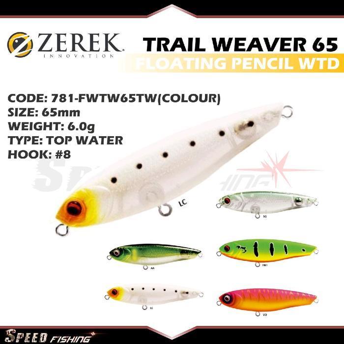 "Cod" - Lure Zerek Trail Weaver 65 Floating Pencil Wtd Umpan Top Water Hampala Bestseller