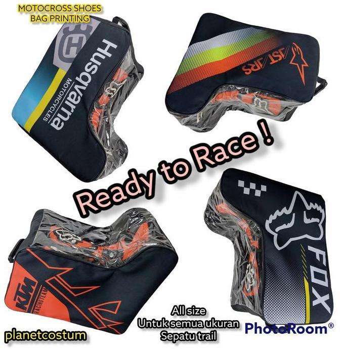 PCTS1 Tas Sepatu motor trail Bahan tebal Printing Anti luntur anti debu shoe bag boot storage portab