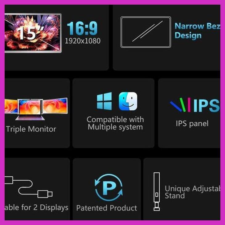 (LAPAKTEKNO) MONITOR PORTABEL FIRST-LINE DUAL-SCREEN OFFICE PORTABLE MONITOR DUAL-SCREEN DISPLAY NOT
