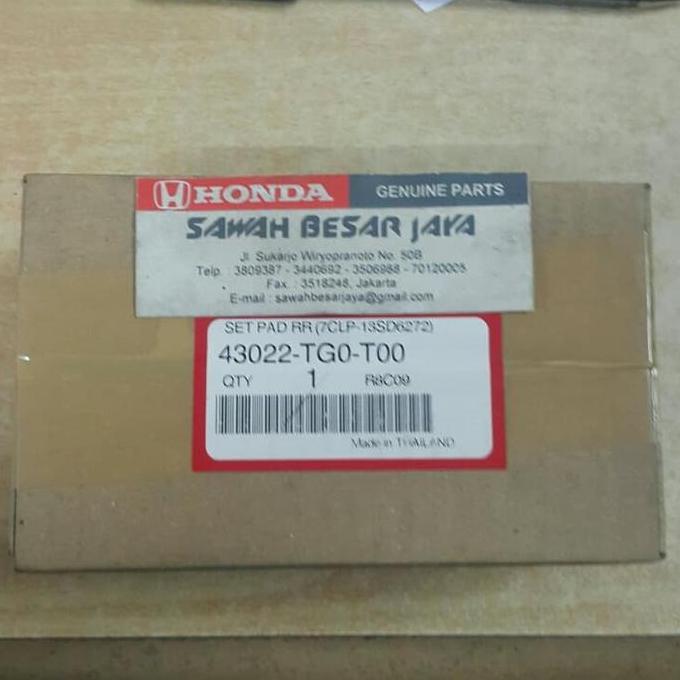 kampas / kanvas rem / brake pad belakang jazz S / RS ori thailand