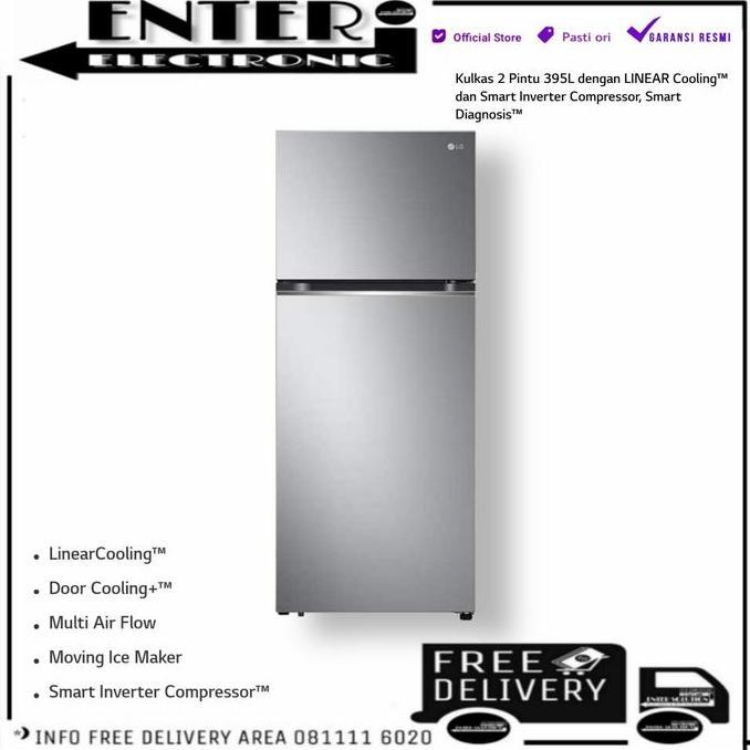 TERLARIS - LG GNB392PLGB - KULKAS LEMARI ES 2 PINTU INVERTER 395L LG GN B392PLGB
