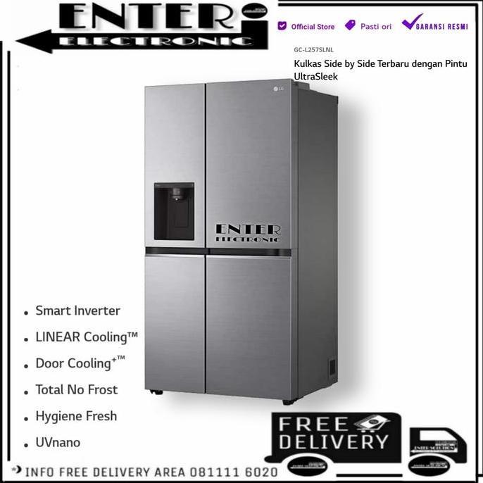 LG GCL257SLNL - KULKAS LG SIDE BY SIDE DISPENSER 674L 617L GC L257SLNL