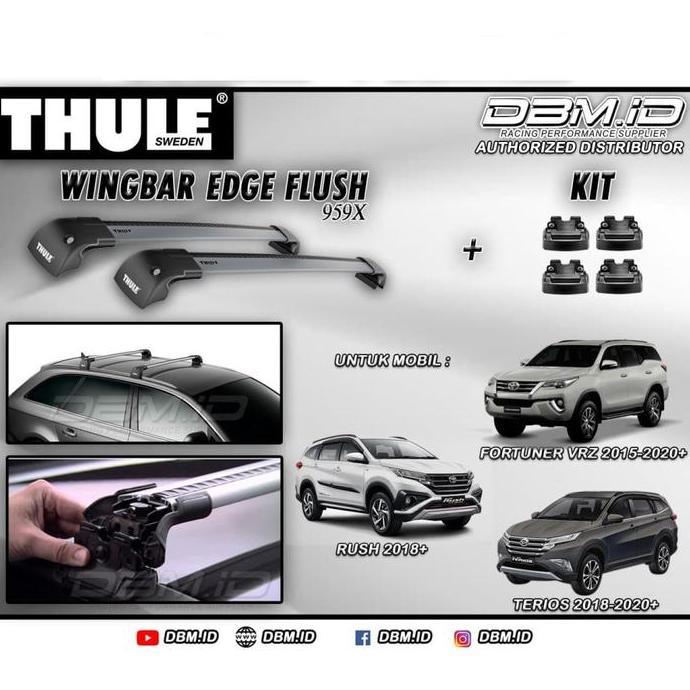 BEBAS ONGKIR - THULE Cross Bar Wingbar EDGE Flush Slim Fortuner VRZ Rush Terios 2018+