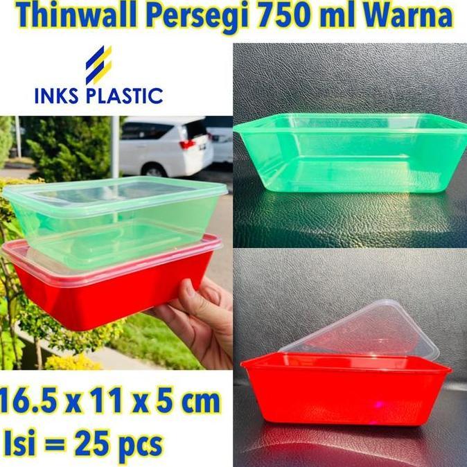 THINWALL PERSEGI 750 ML WARNA ( ISI 25 )