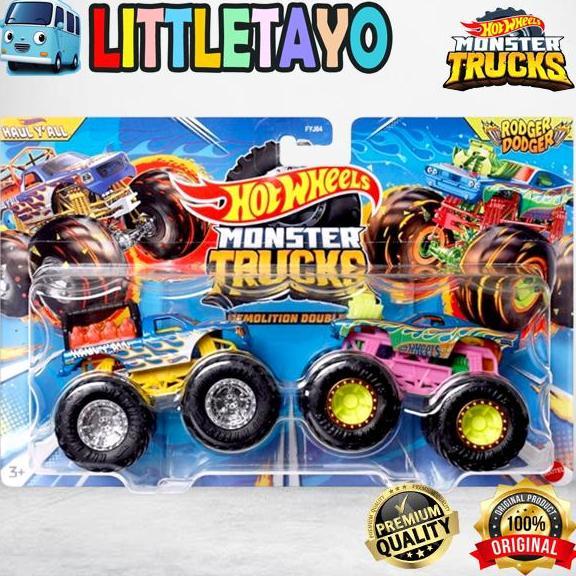 HOTWHEELS MONSTER TRUCKS HAUL Y'ALL vs RODGER DODGER TRUCK DOUBLE