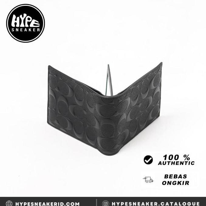 Dompet COACH CC EMBOSSED LEATHER BLACK WALLET  100% ORIGINAL - 11X10CM +CARD