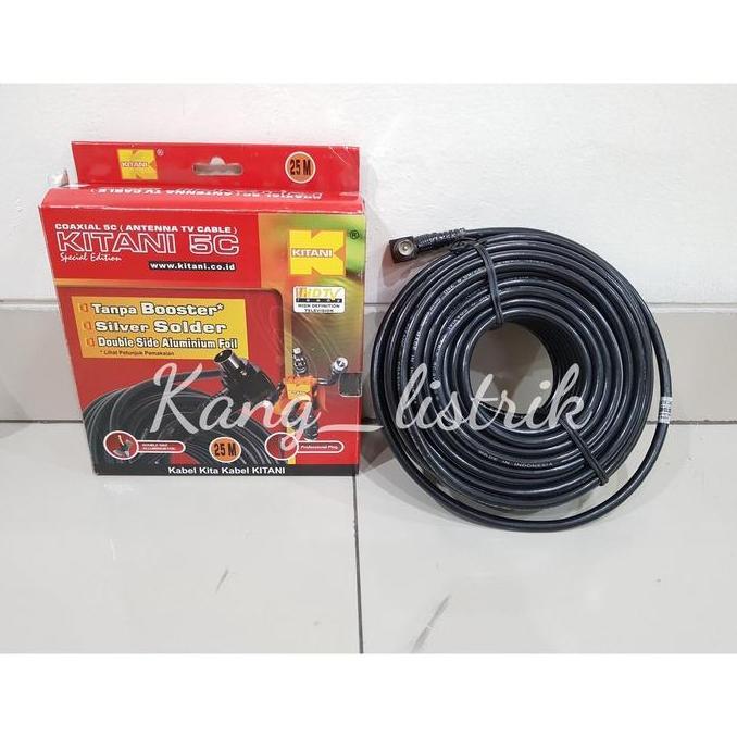 Kabel Antena TV Kitani 5C + jack 25 Meter / Kabel TV Kitani