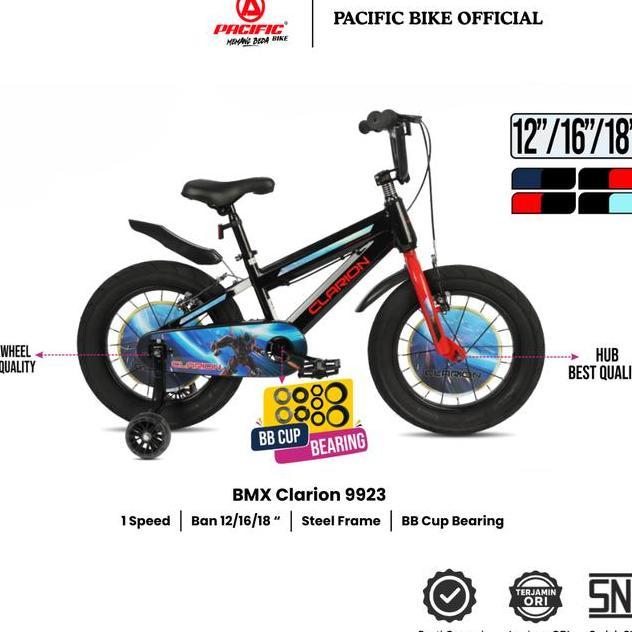 Pacific Bike Sepeda Bmx Anak Clarion 9923 Ban 3.0 Ukuran 121618
