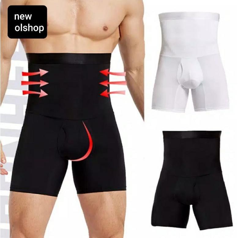 Celana Korset High Waist Pembentuk Tubuh/Pelangsing Perut/Kaki Anti-Curling boxer Untuk Pria Perleng