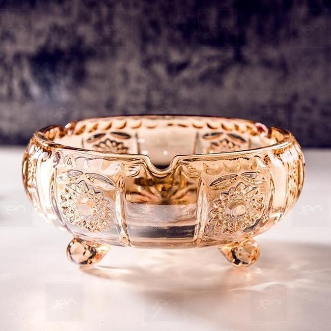 Luxury Vintage Crystal Ashtray / Asbak Kaca Kristal Mewah Gold Kualitas Terbaik Harga Termurah