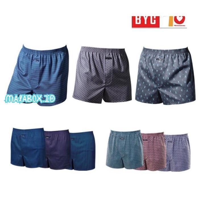 ul-64 GB29 Boxer BYC Celana Pendek Katun Adem Unisex Kotak-Kotak Bunga-Bunga Murah Original